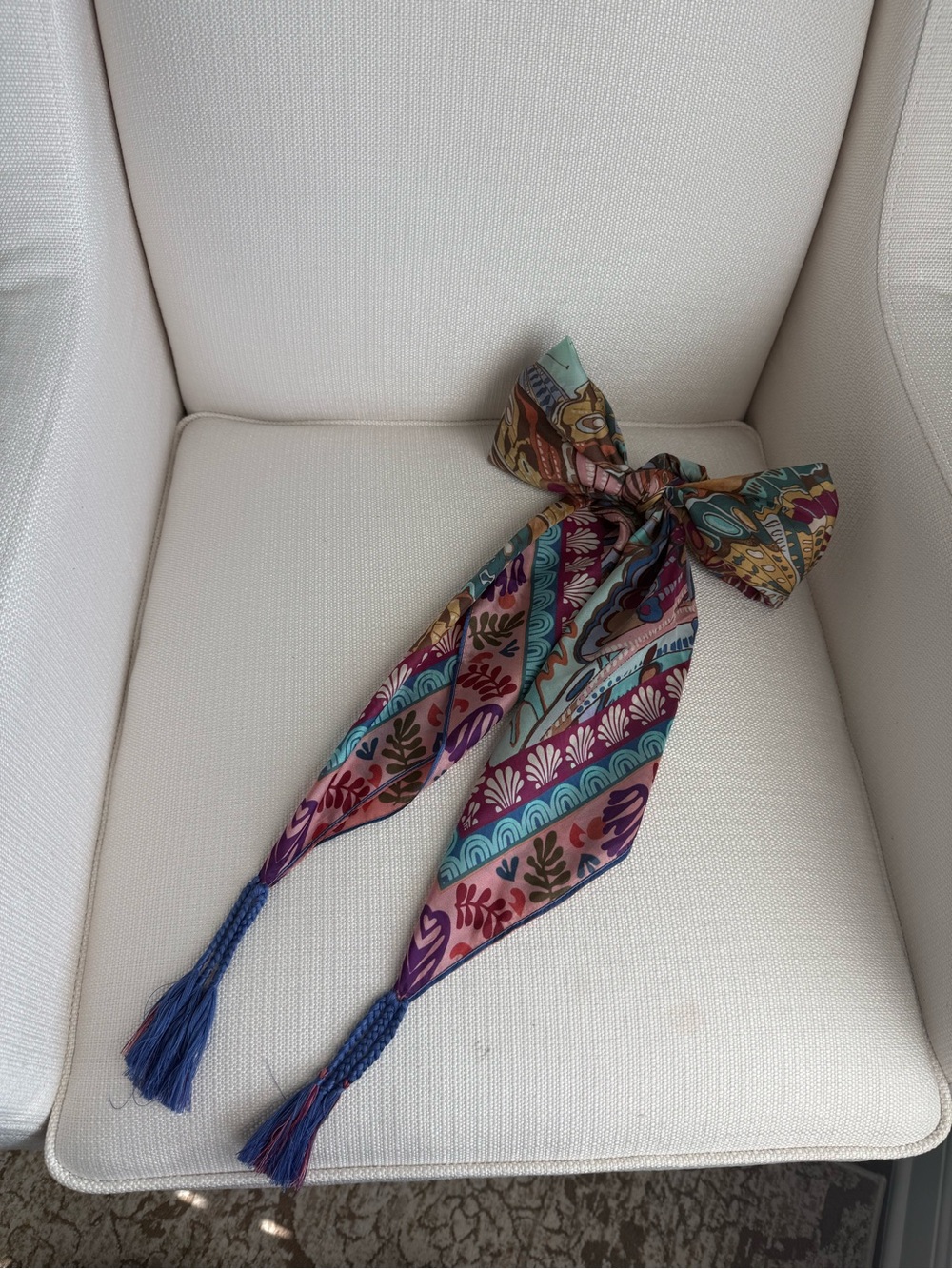 Johnny Was 100% Silk Butterfly Tassel Scarf